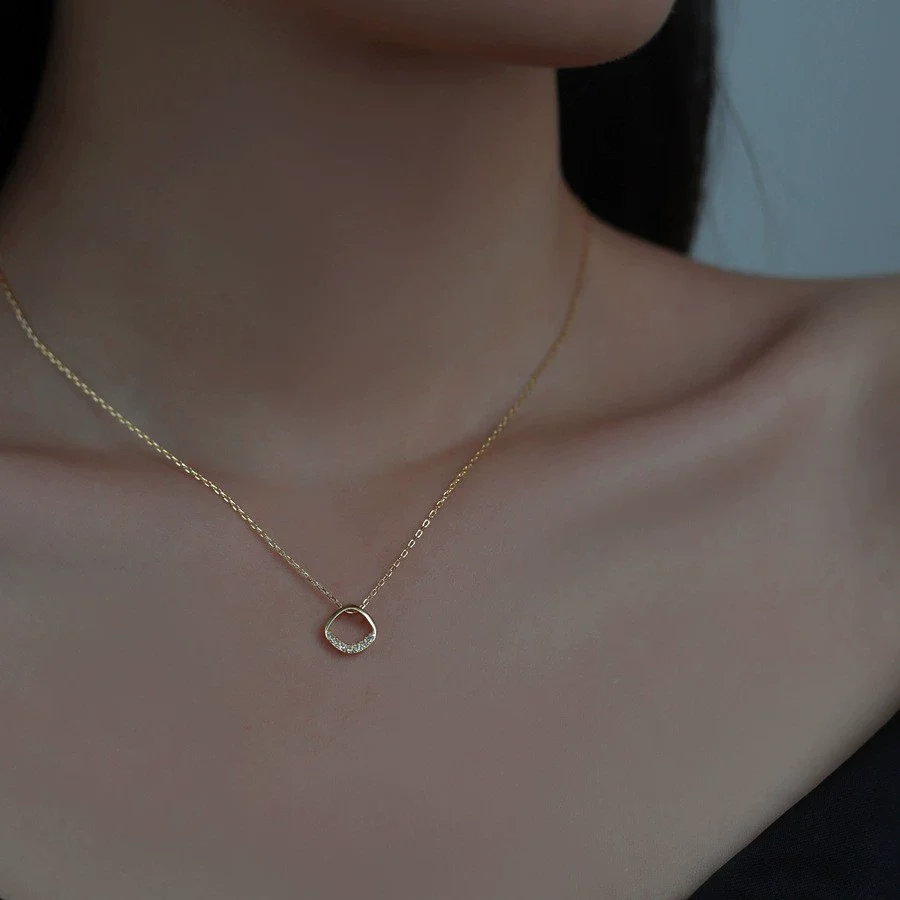 Wholesale Square Necklace 925 Sterling Silver Geometric 14K Gold Plated - Image 4