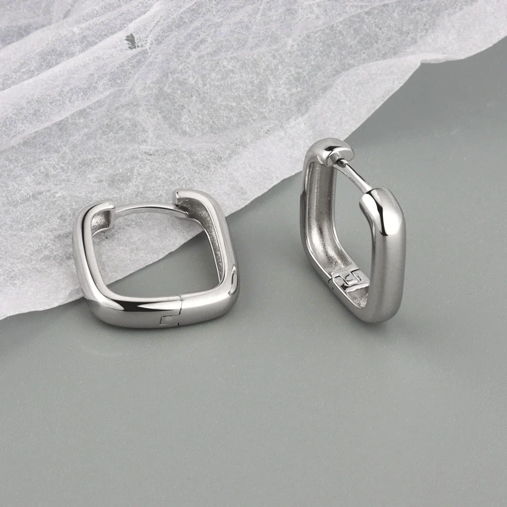 Wholesale Square S925 Sterling Silver Geometric Electroplated Earrings For Women - Image 7