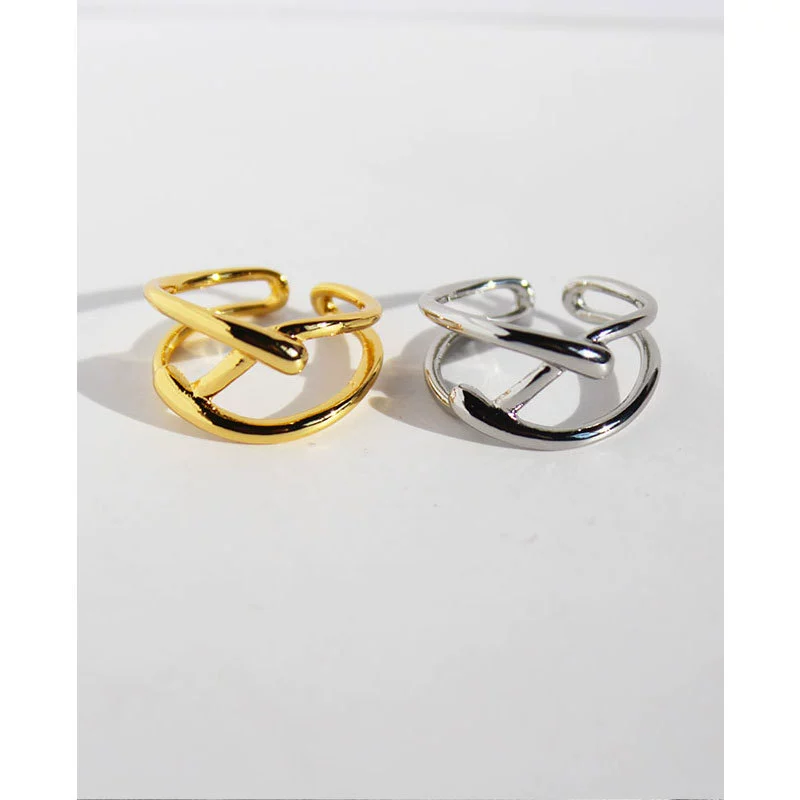 Wholesale Stacking Ring Brass Geometric Line Cross Design Electroplating For Women And Unisex