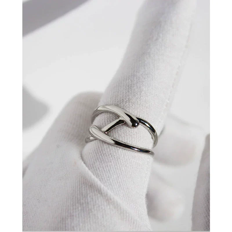 Wholesale Stacking Ring Brass Geometric Line Cross Design Electroplating For Women And Unisex - Image 3