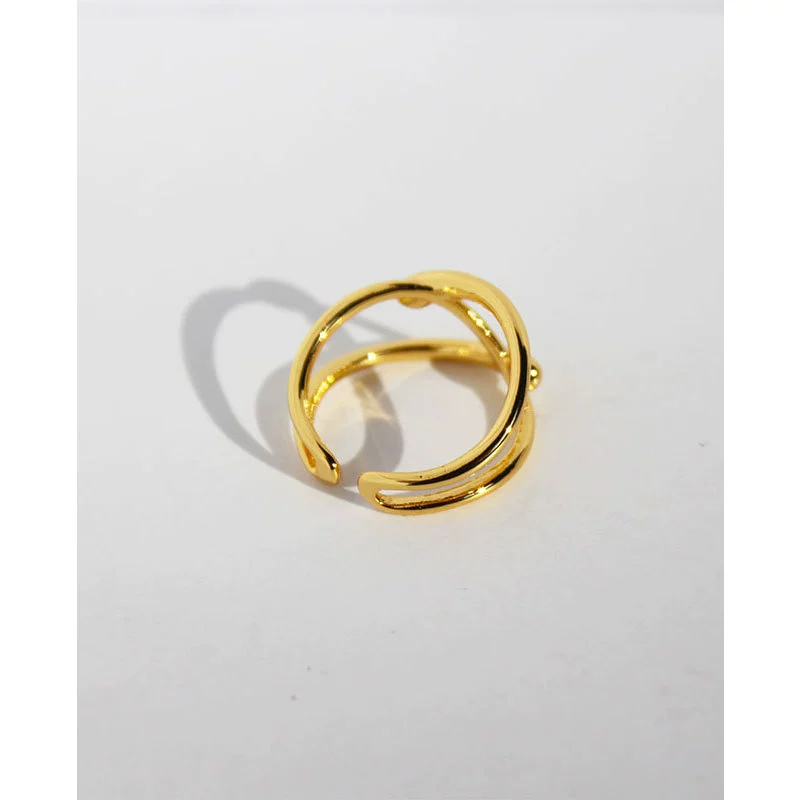 Wholesale Stacking Ring Brass Geometric Line Cross Design Electroplating For Women And Unisex - Image 4