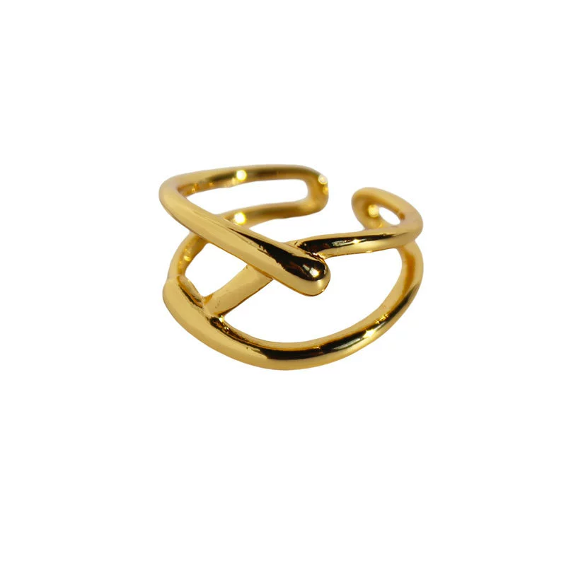 Wholesale Stacking Ring Brass Geometric Line Cross Design Electroplating For Women And Unisex - Image 5