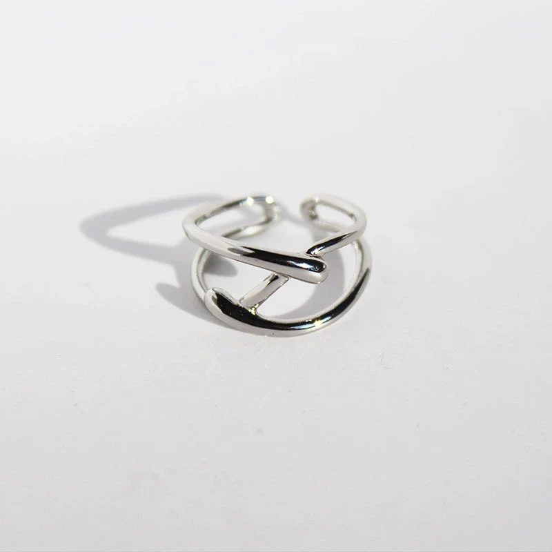 Wholesale Stacking Ring Brass Geometric Line Cross Design Electroplating For Women And Unisex - Image 7