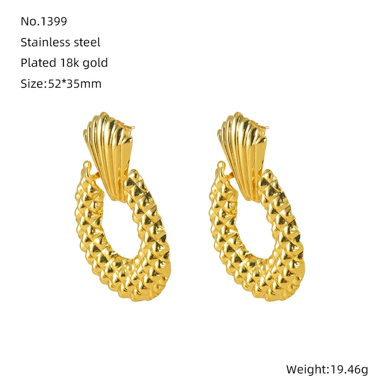 Wholesale 316L Stainless Steel 18K Electroplated Fruit Shape Hollow Design Women's Earrings - Image 6