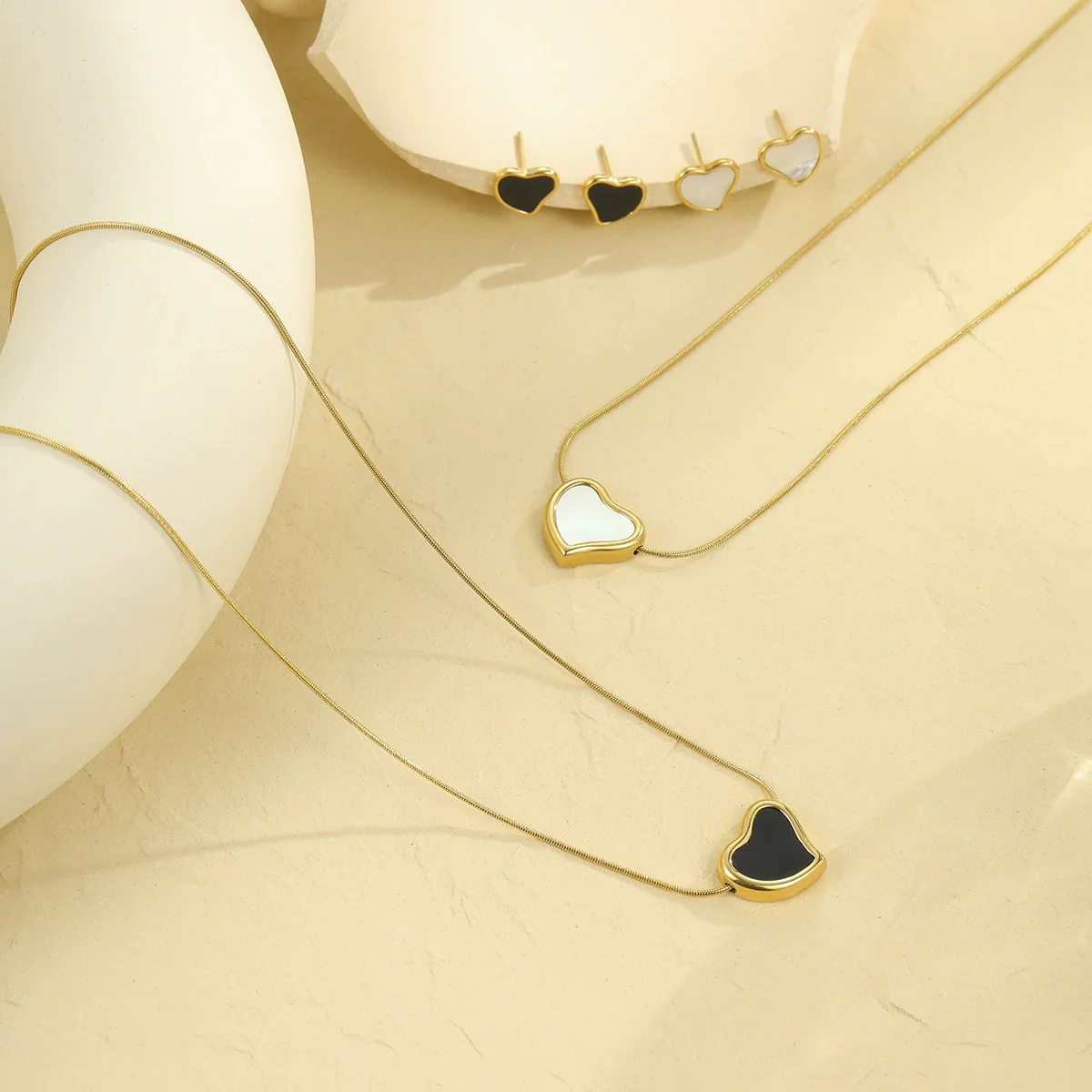 Wholesale Stainless Steel 18K Electroplated Heart Shape Jewelry Set For Women Earrings And Necklace - Image 2