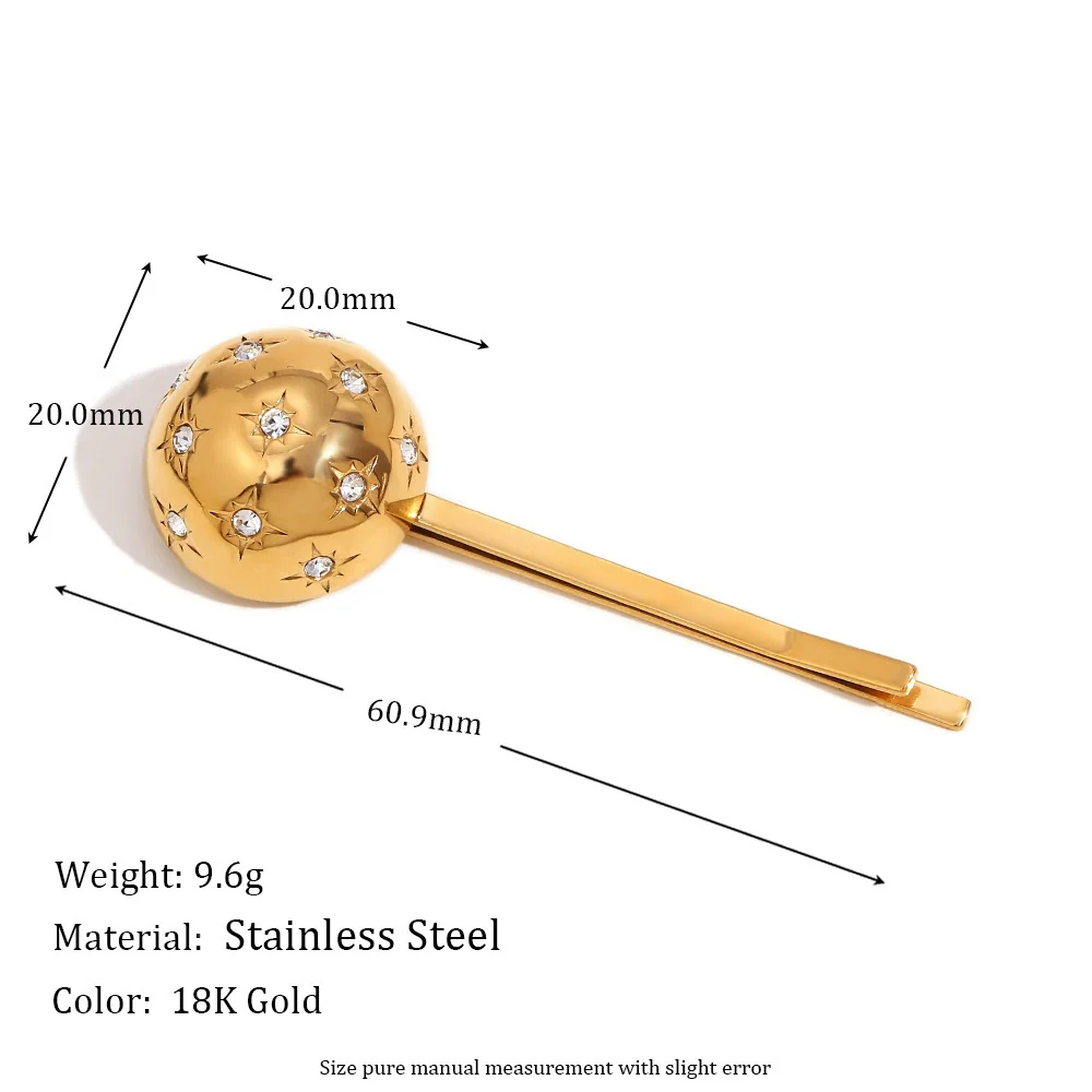 Wholesale Stainless Steel 18K Gold Electroplated Spherical Eightpointed Star Stereo Style Hair Clip For Women - Image 2