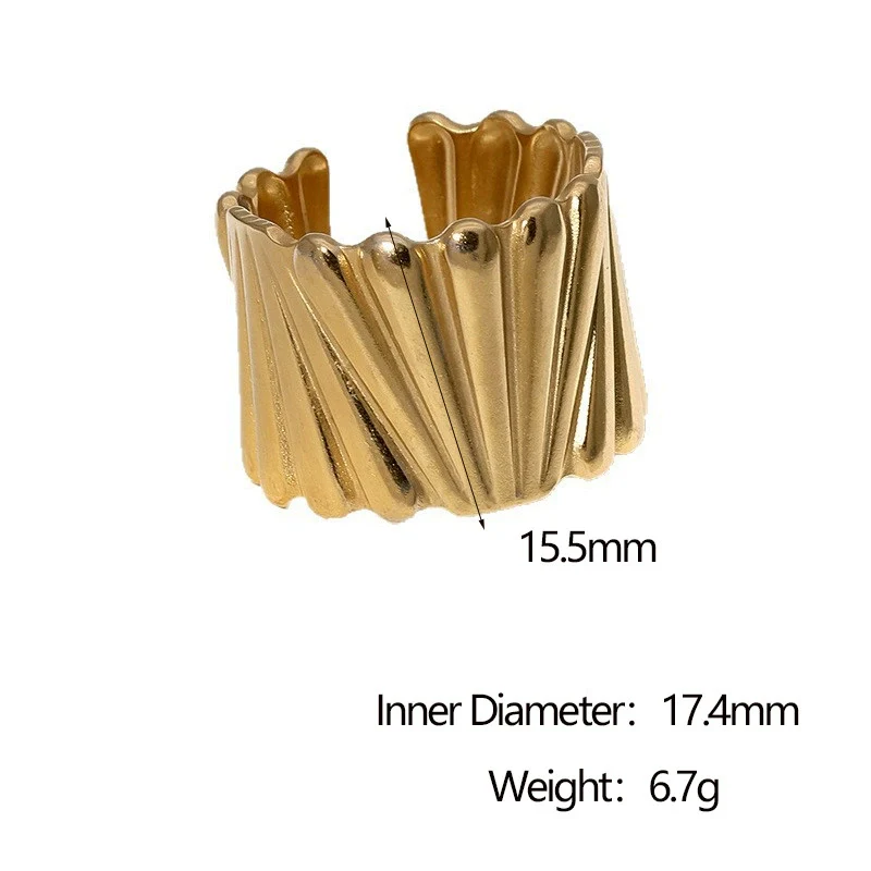 Wholesale Stainless Steel 18K Goldplated Geometric Open Ring Hand Jewelry For Women - Image 5