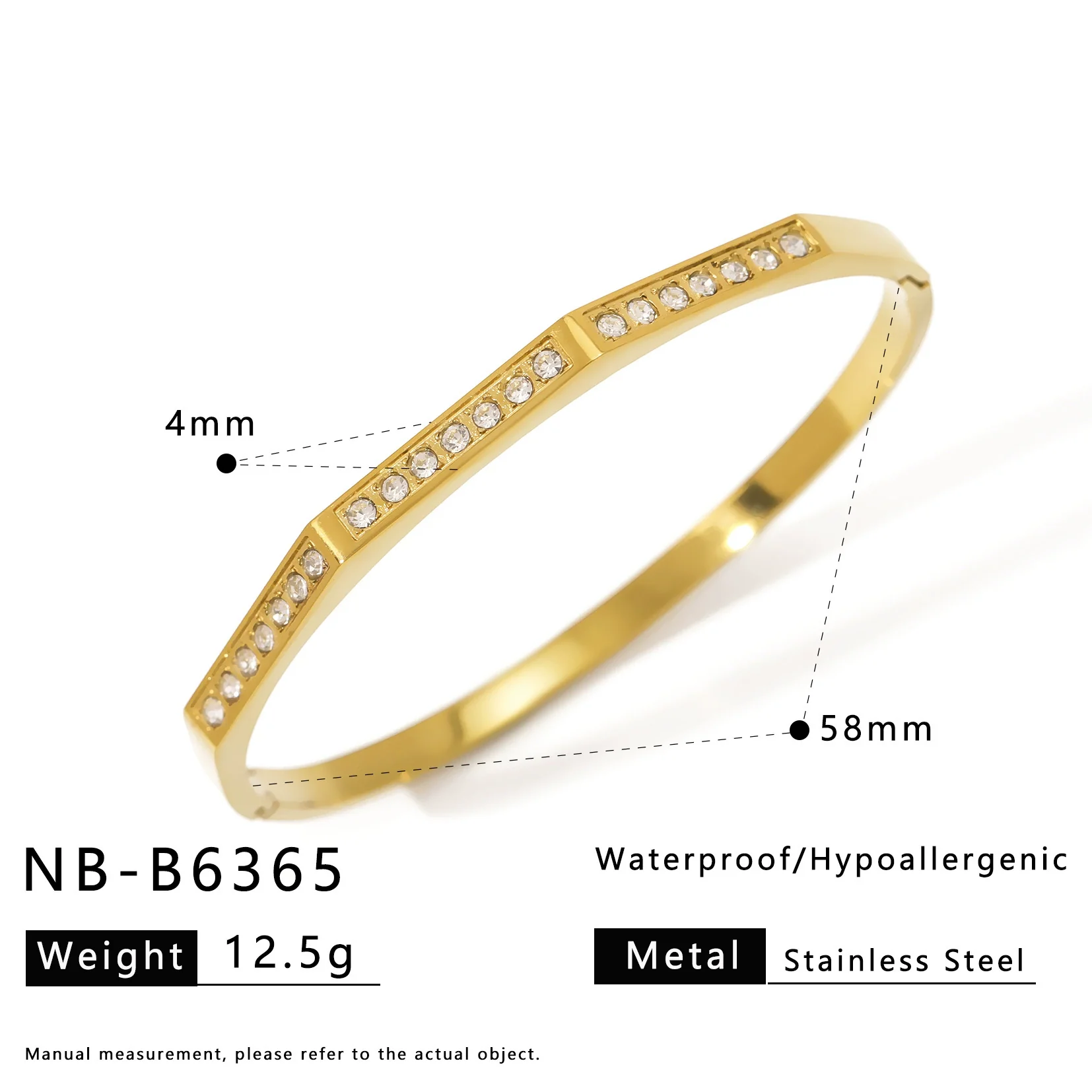 Wholesale Stainless Steel 18K Vacuum Plated In Furnace Bracelet Inlaid With Zircons In Ins Style - Image 10