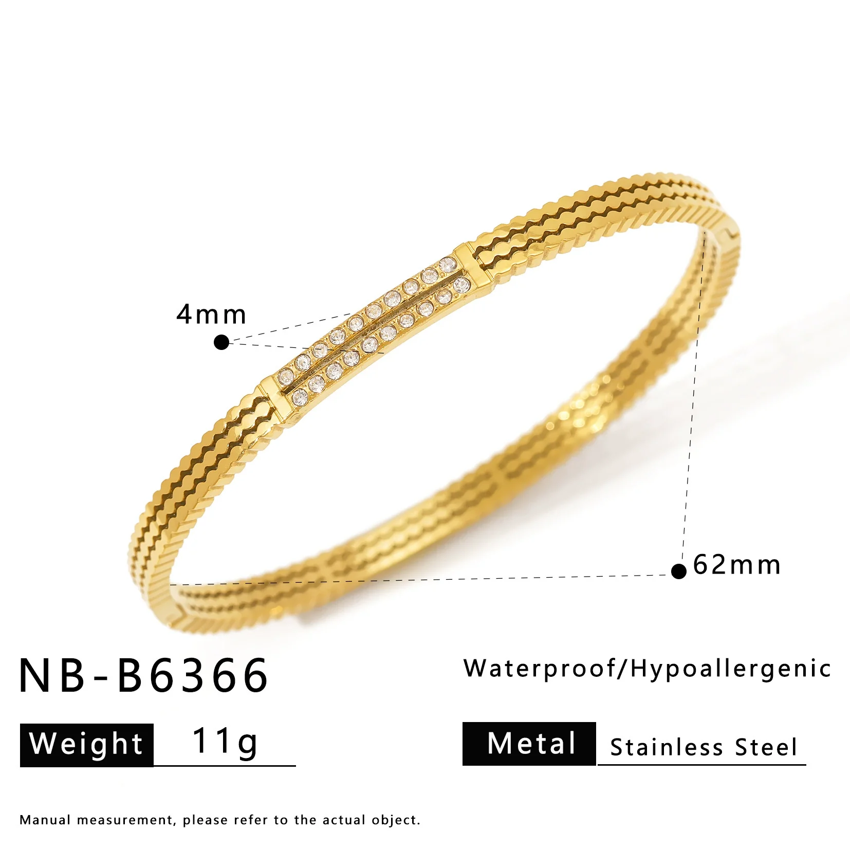 Wholesale Stainless Steel 18K Vacuum Plated In Furnace Bracelet Inlaid With Zircons In Ins Style - Image 11