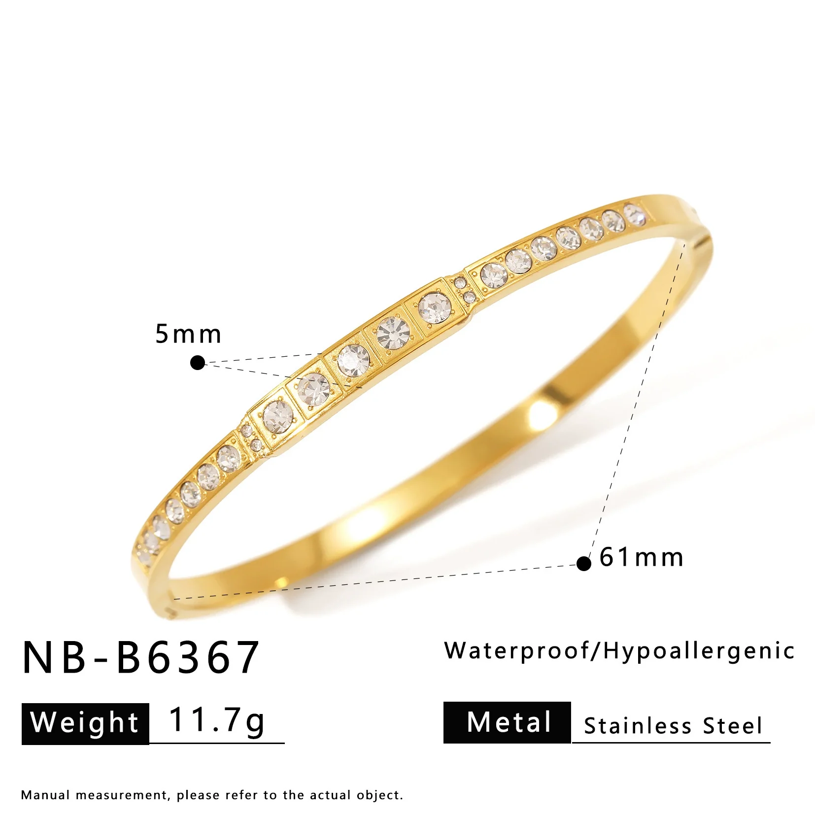 Wholesale Stainless Steel 18K Vacuum Plated In Furnace Bracelet Inlaid With Zircons In Ins Style - Image 12