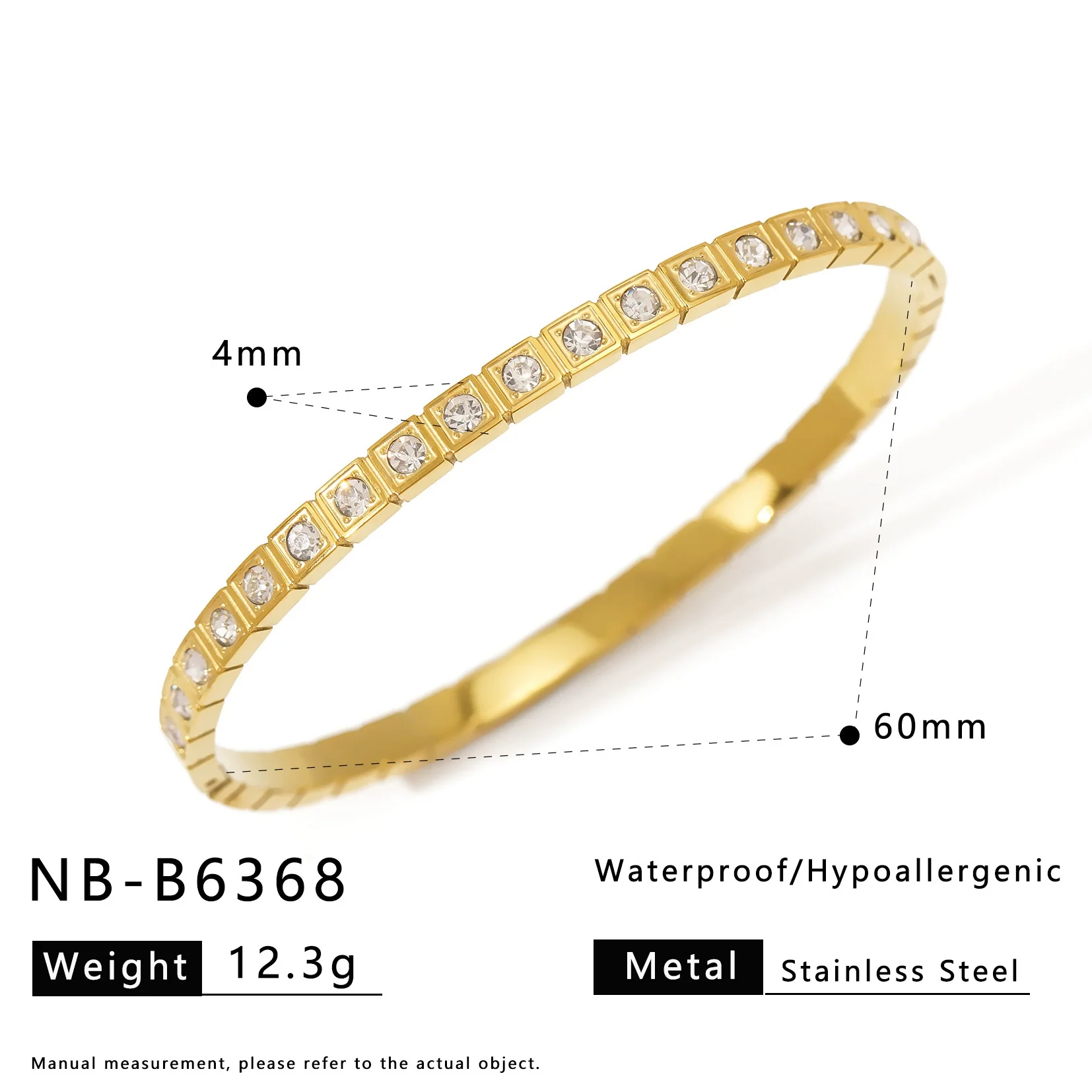Wholesale Stainless Steel 18K Vacuum Plated In Furnace Bracelet Inlaid With Zircons In Ins Style - Image 13