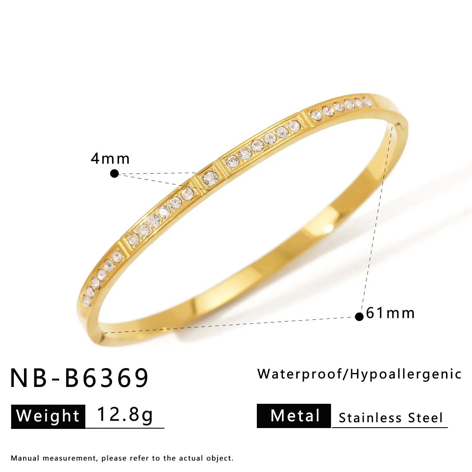 Wholesale Stainless Steel 18K Vacuum Plated In Furnace Bracelet Inlaid With Zircons In Ins Style - Image 14
