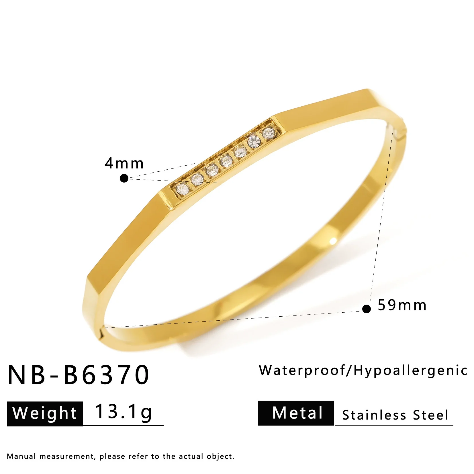 Wholesale Stainless Steel 18K Vacuum Plated In Furnace Bracelet Inlaid With Zircons In Ins Style - Image 15
