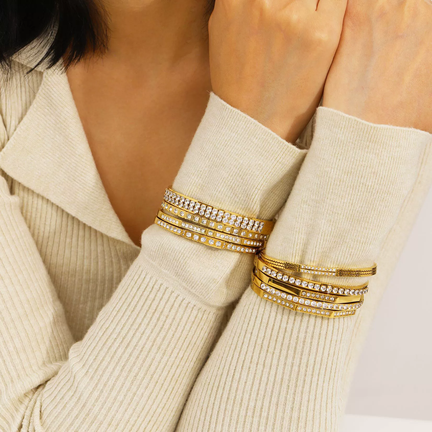 Wholesale Stainless Steel 18K Vacuum Plated In Furnace Bracelet Inlaid With Zircons In Ins Style - Image 2