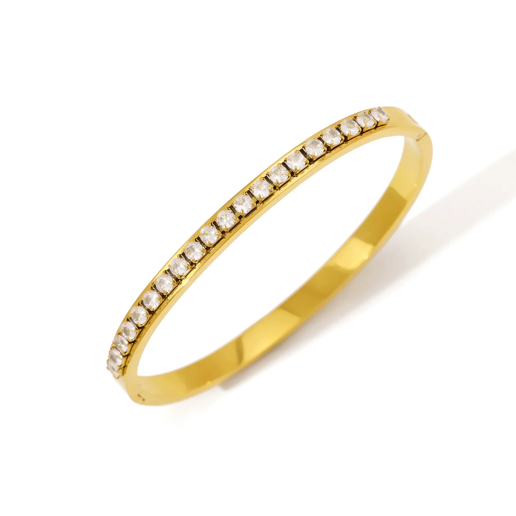 Wholesale Stainless Steel 18K Vacuum Plated In Furnace Bracelet Inlaid With Zircons In Ins Style - Image 4