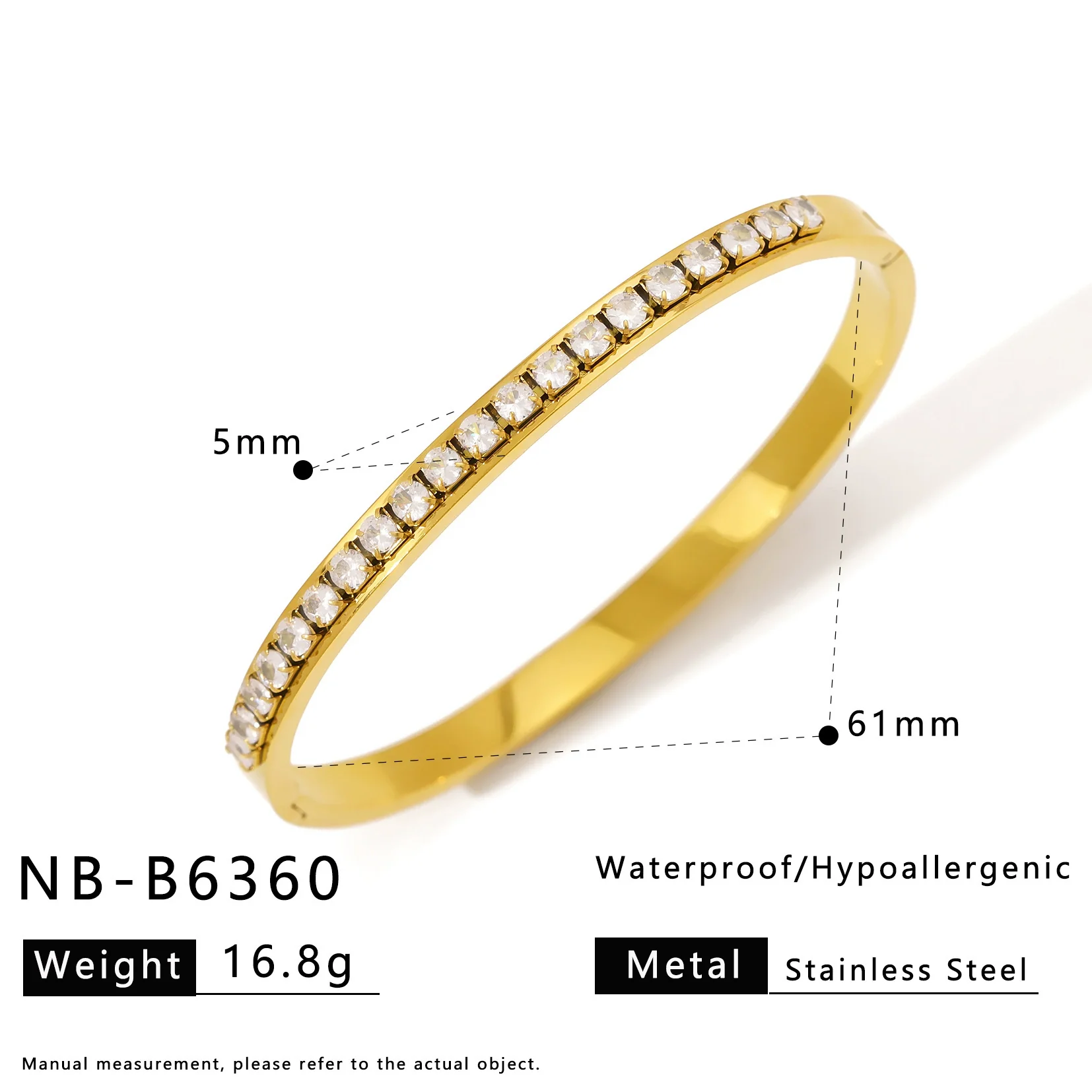 Wholesale Stainless Steel 18K Vacuum Plated In Furnace Bracelet Inlaid With Zircons In Ins Style - Image 5