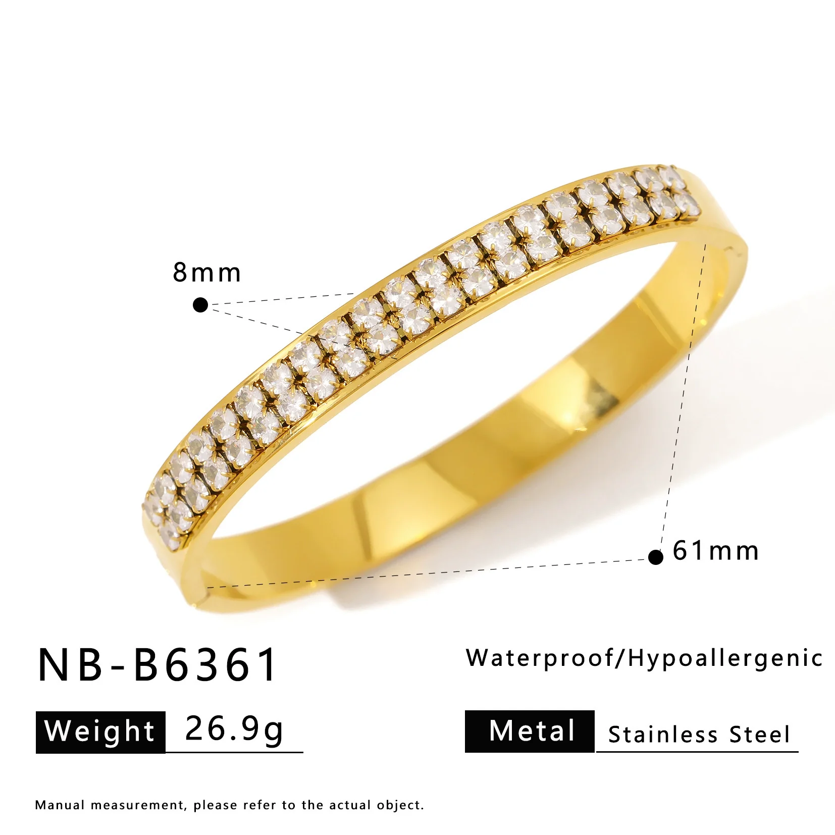 Wholesale Stainless Steel 18K Vacuum Plated In Furnace Bracelet Inlaid With Zircons In Ins Style - Image 6