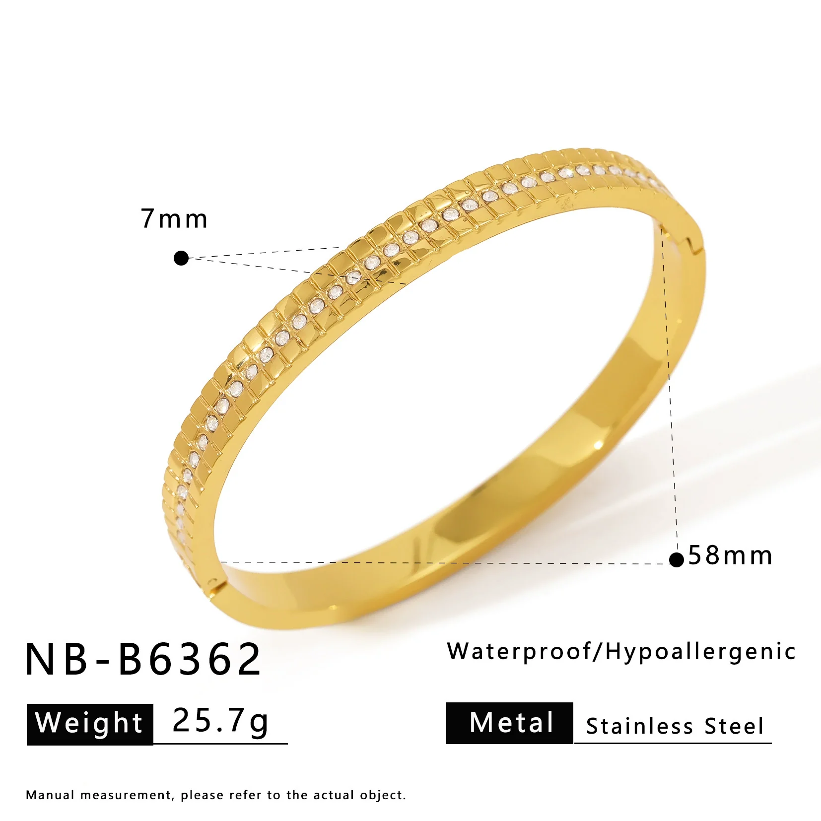 Wholesale Stainless Steel 18K Vacuum Plated In Furnace Bracelet Inlaid With Zircons In Ins Style - Image 7