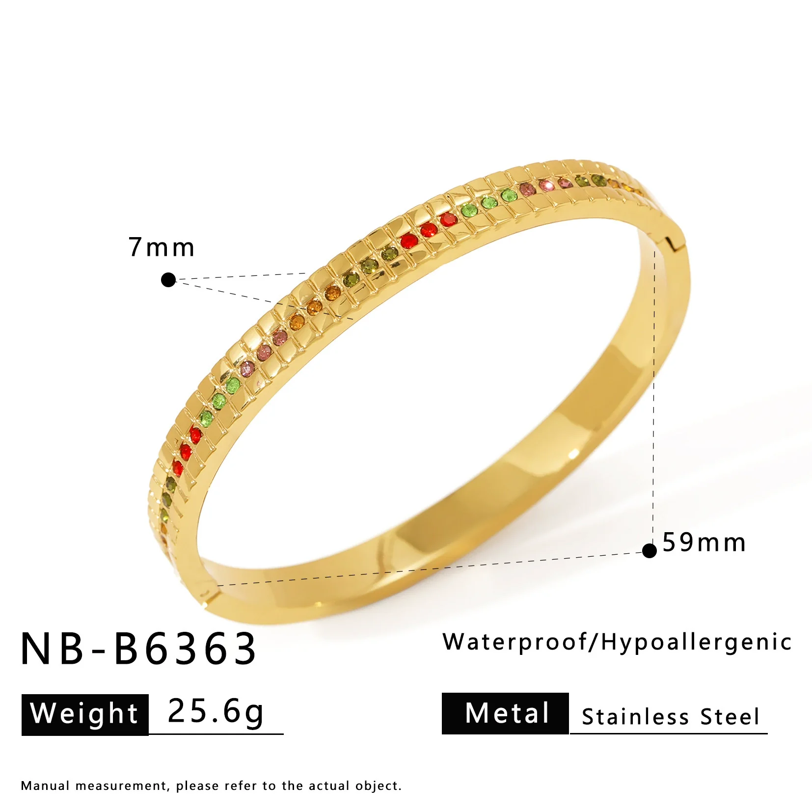 Wholesale Stainless Steel 18K Vacuum Plated In Furnace Bracelet Inlaid With Zircons In Ins Style - Image 8