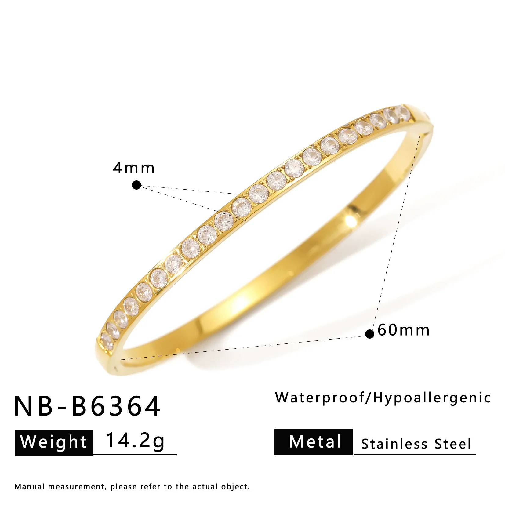 Wholesale Stainless Steel 18K Vacuum Plated In Furnace Bracelet Inlaid With Zircons In Ins Style - Image 9