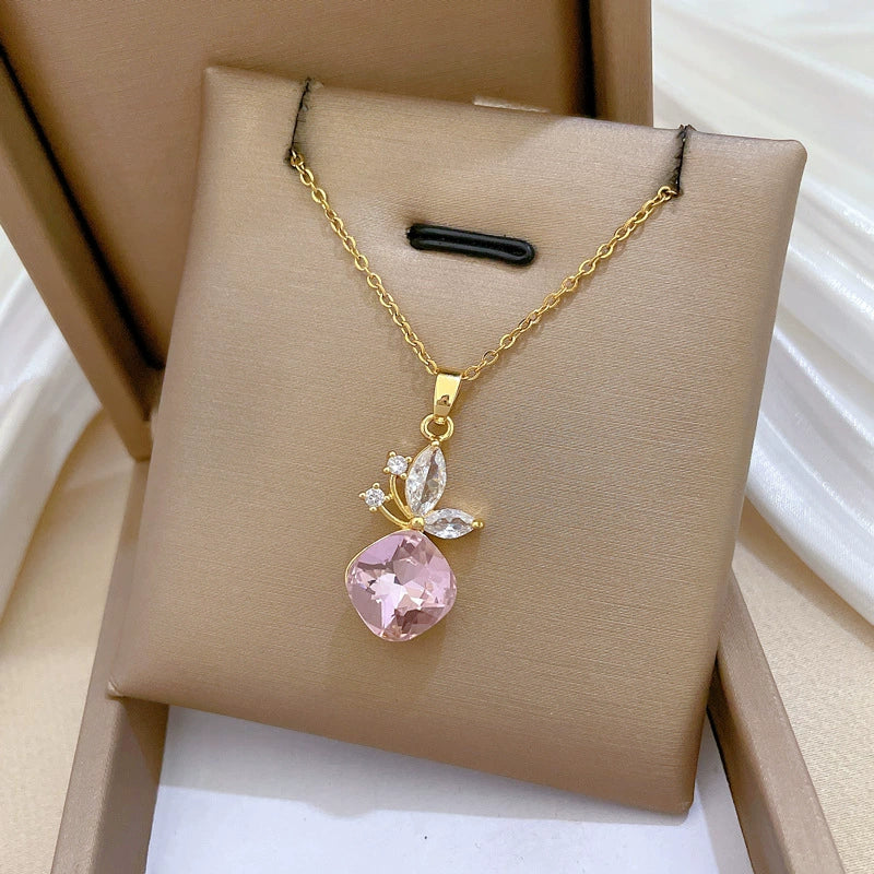 Wholesale Stainless Steel And Copper Animal Zodiac Cartoon Style Butterfly Pendant Full Diamond Necklace For Women - Image 4