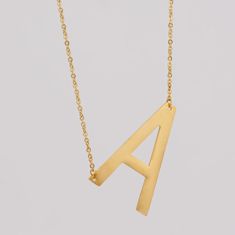 Wholesale 316L Stainless Steel And 316L Stainless Steel Letter Pendant Necklace For Women With Cross Chain And Electroplating Treatment - Image 6