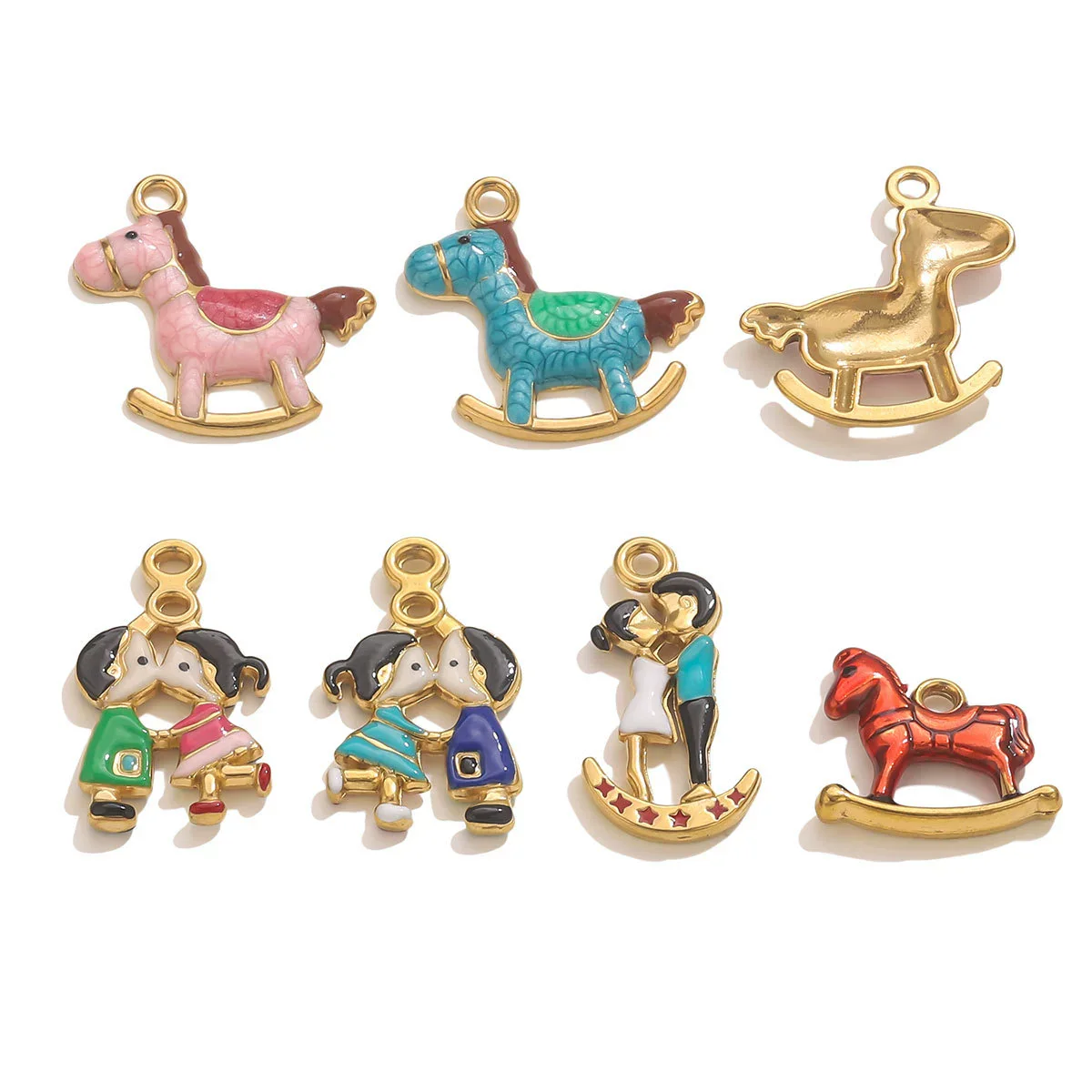 Wholesale Stainless Steel And Wooden Pony Moon Person Shaped Oil Dripping Jewelry Accessories Pendant For Bracelet And Necklace - Image 5
