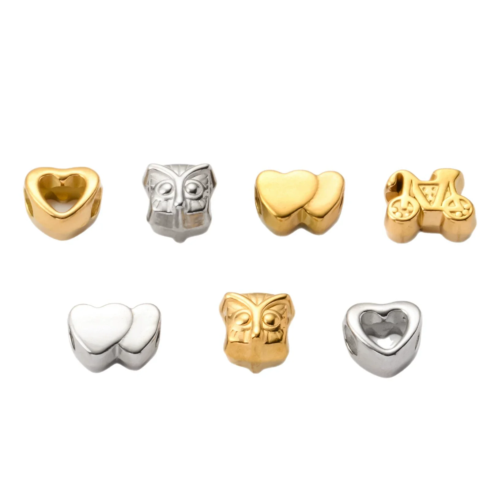 Wholesale Stainless Steel Baby Carriage Owl Heart Beads Accessories With Woven Rope And Electroplating Treatment - Image 5