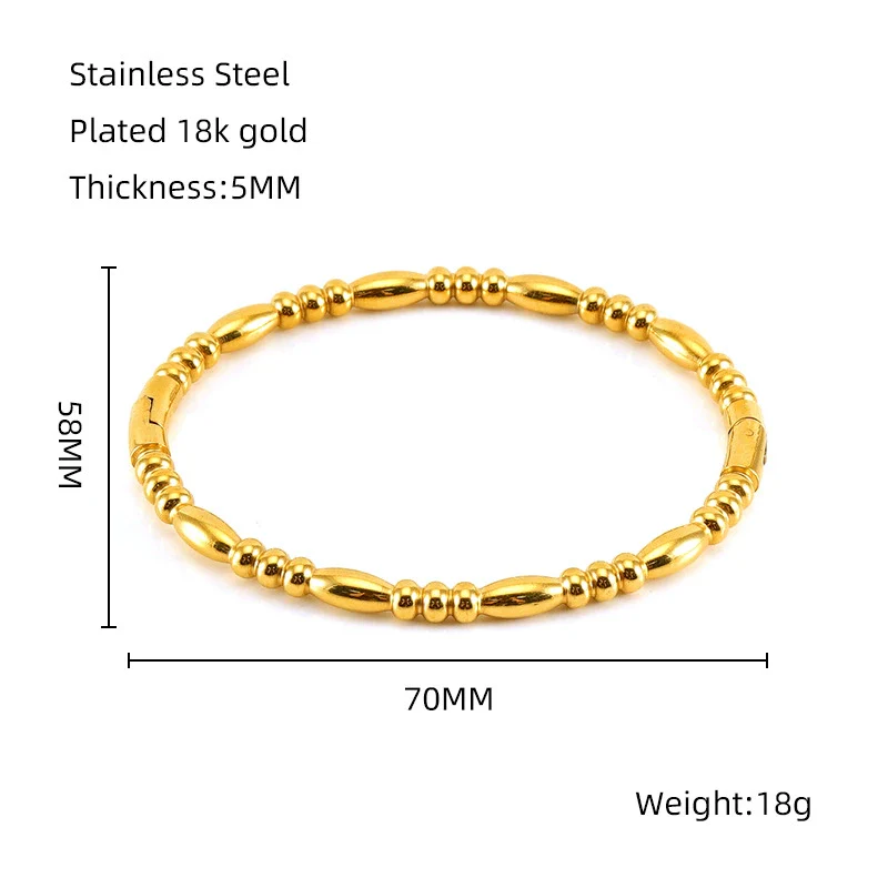 Wholesale 316L Stainless Steel Bamboo Titanium Steel Beaded Plain Ring Bracelet With Electroplating Design - Image 14