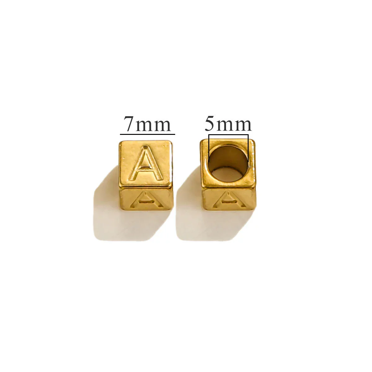 Wholesale Stainless Steel Beaded Square Diy Loose Beads With English Letter Pattern For Titanium Steel Bracelet Accessories Electroplated Minimalist Style - Image 4