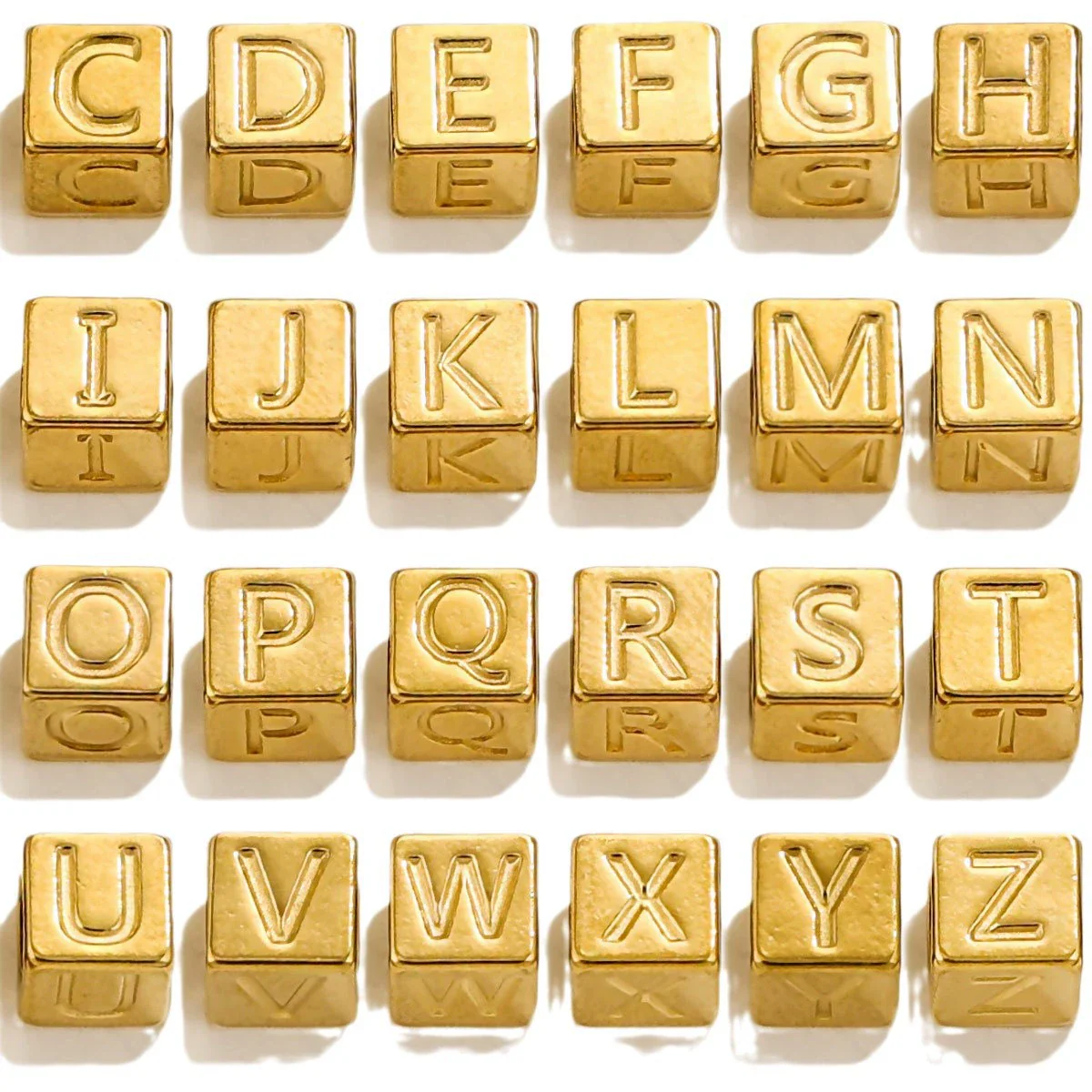 Wholesale Stainless Steel Beaded Square Diy Loose Beads With English Letter Pattern For Titanium Steel Bracelet Accessories Electroplated Minimalist Style - Image 5