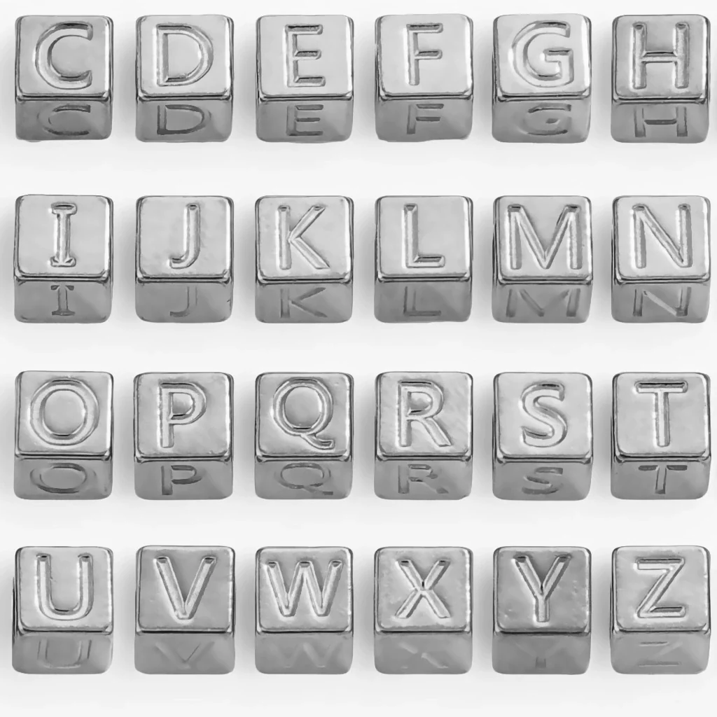 Wholesale Stainless Steel Beaded Square Diy Loose Beads With English Letter Pattern For Titanium Steel Bracelet Accessories Electroplated Minimalist Style - Image 7