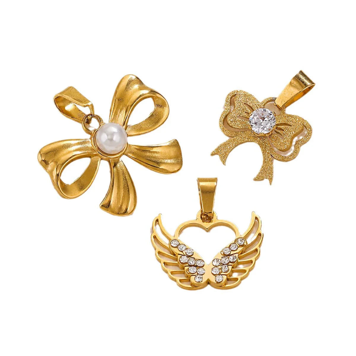 Wholesale Stainless Steel Bow And Butterfly Pendant Necklace For Ladies With 18K Gold Plated Electroplating - Image 5