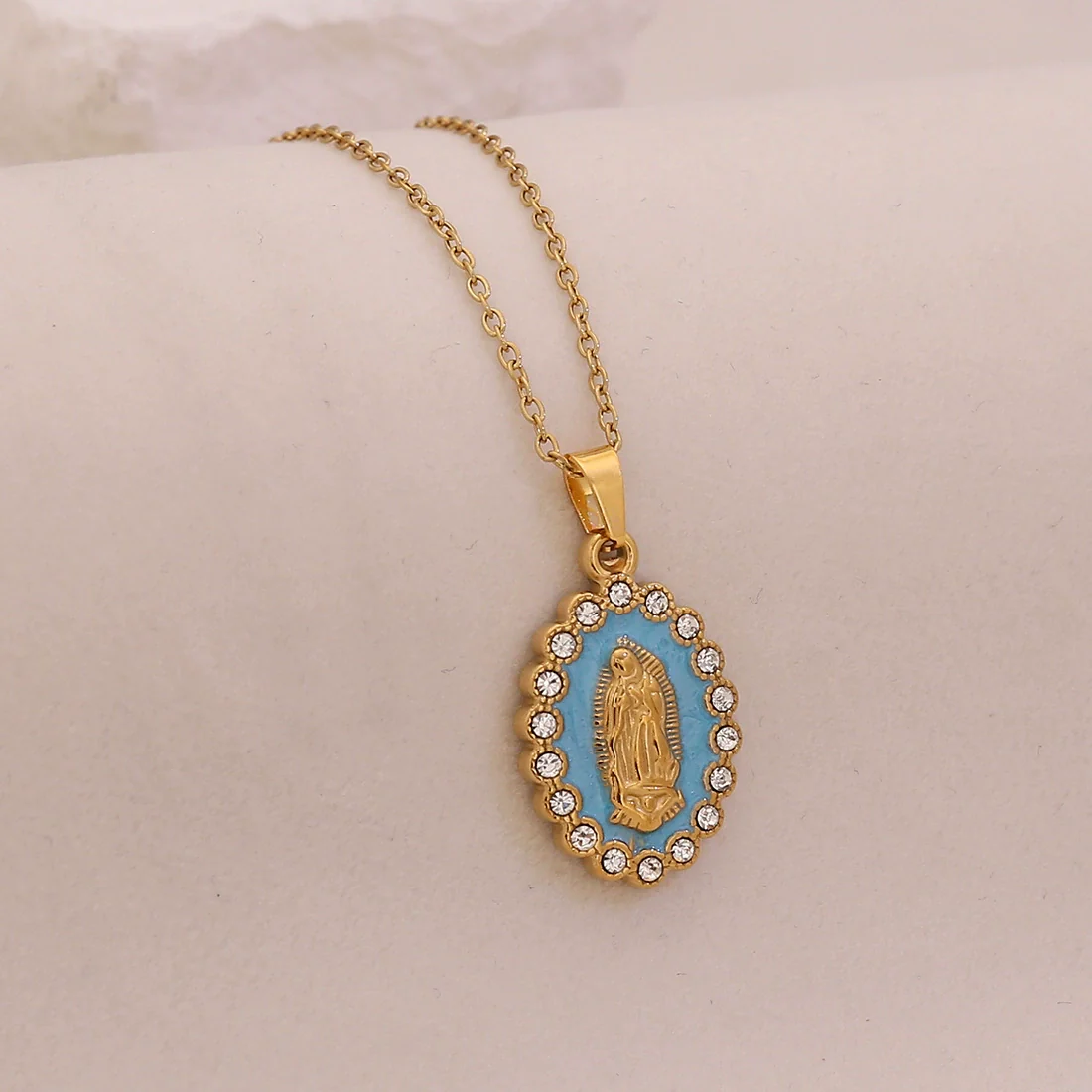 Wholesale Stainless Steel Cartoon Character Religious Clavicle Chain Necklace With Cross Pendant - Image 3