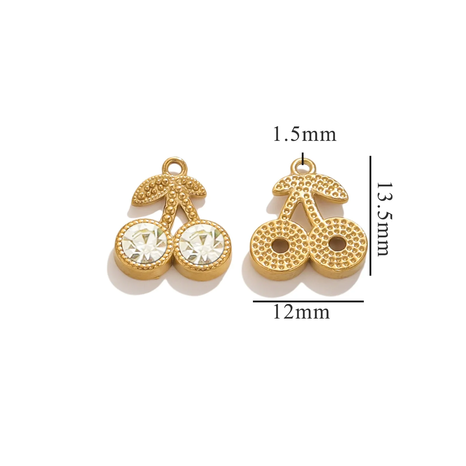 Wholesale Stainless Steel Cherry Crystal Pendant Jewelry Accessories With Vacuum Titanium Plated And Sweet Style - Image 3