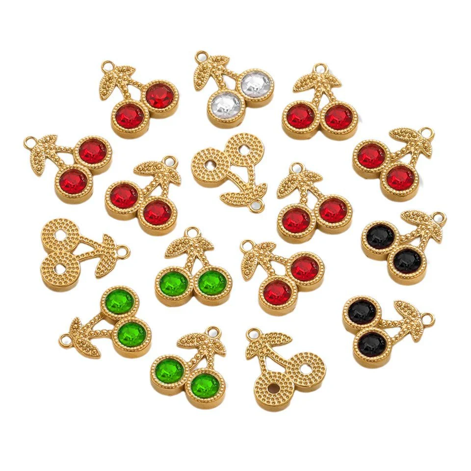 Wholesale Stainless Steel Cherry Crystal Pendant Jewelry Accessories With Vacuum Titanium Plated And Sweet Style - Image 5
