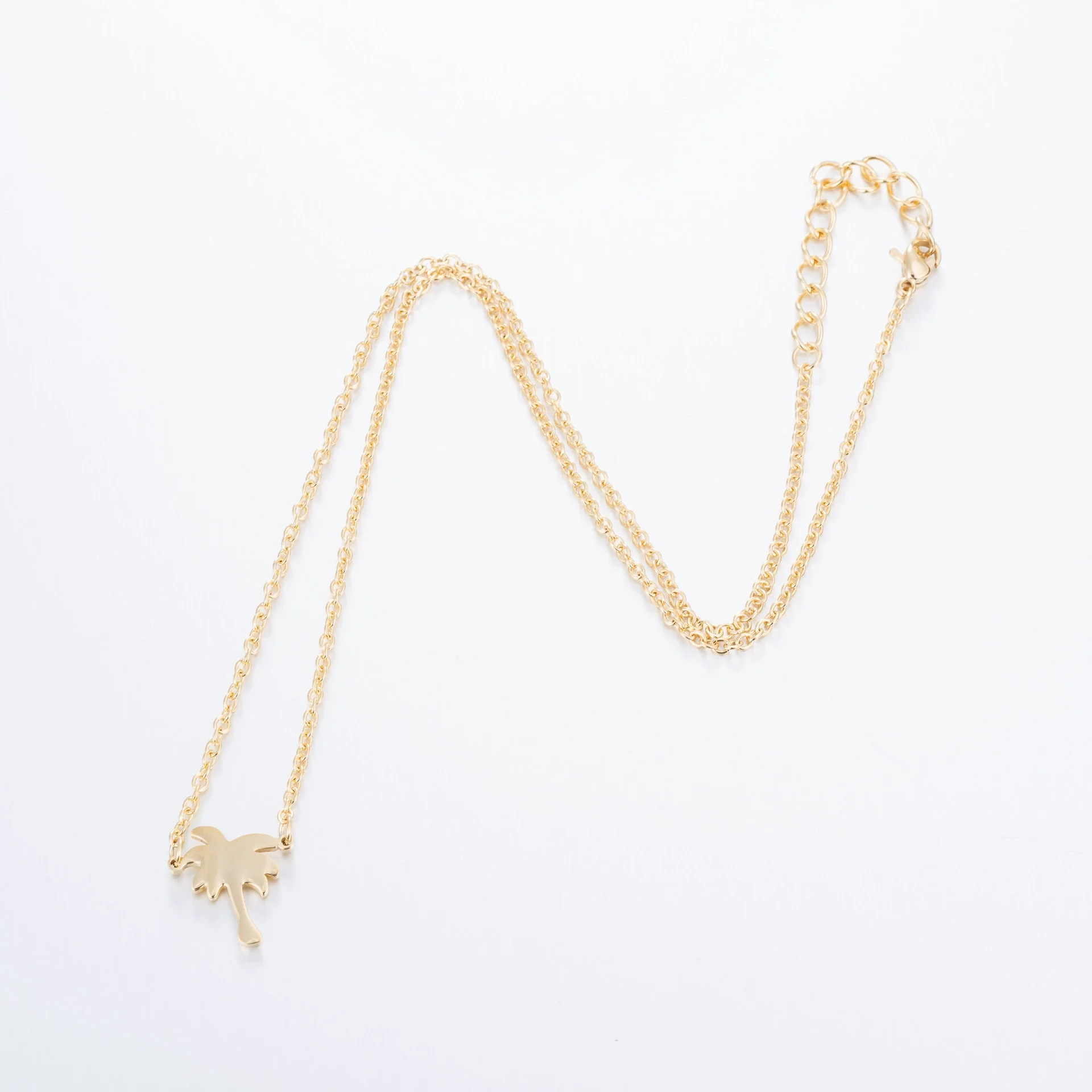 Wholesale Stainless Steel Coconut Tree Pendant Clavicle Chain With Leaf Pattern Simple Style For Women - Image 6