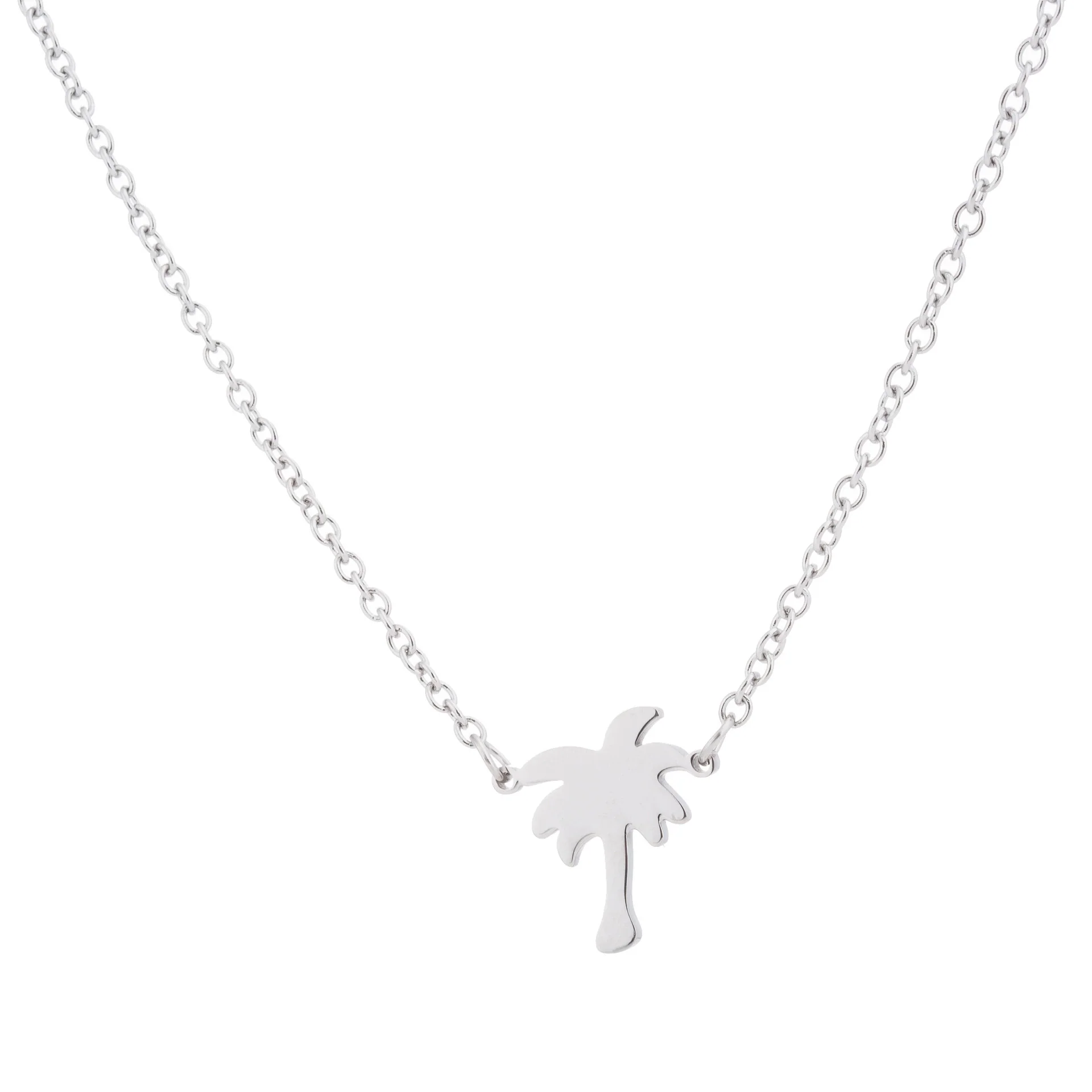 Wholesale Stainless Steel Coconut Tree Pendant Clavicle Chain With Leaf Pattern Simple Style For Women - Image 7