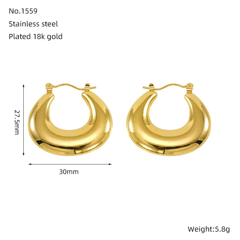 Wholesale 316L Stainless Steel Cshaped Retro Style Electroplated Women's Earrings - Image 6