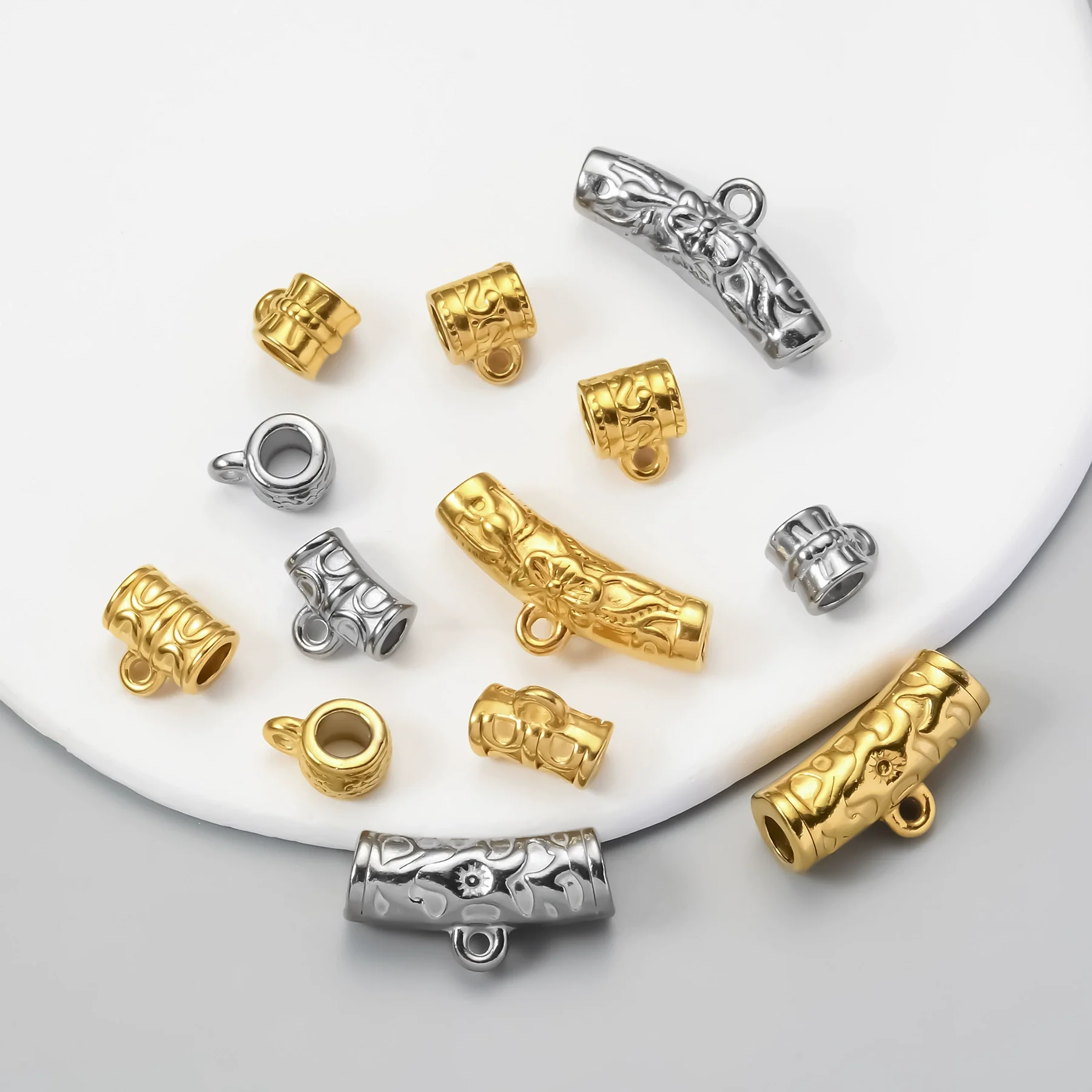 Wholesale Stainless Steel Cylindrical Drum Beads Electroplated Pendant Necklace - Image 3