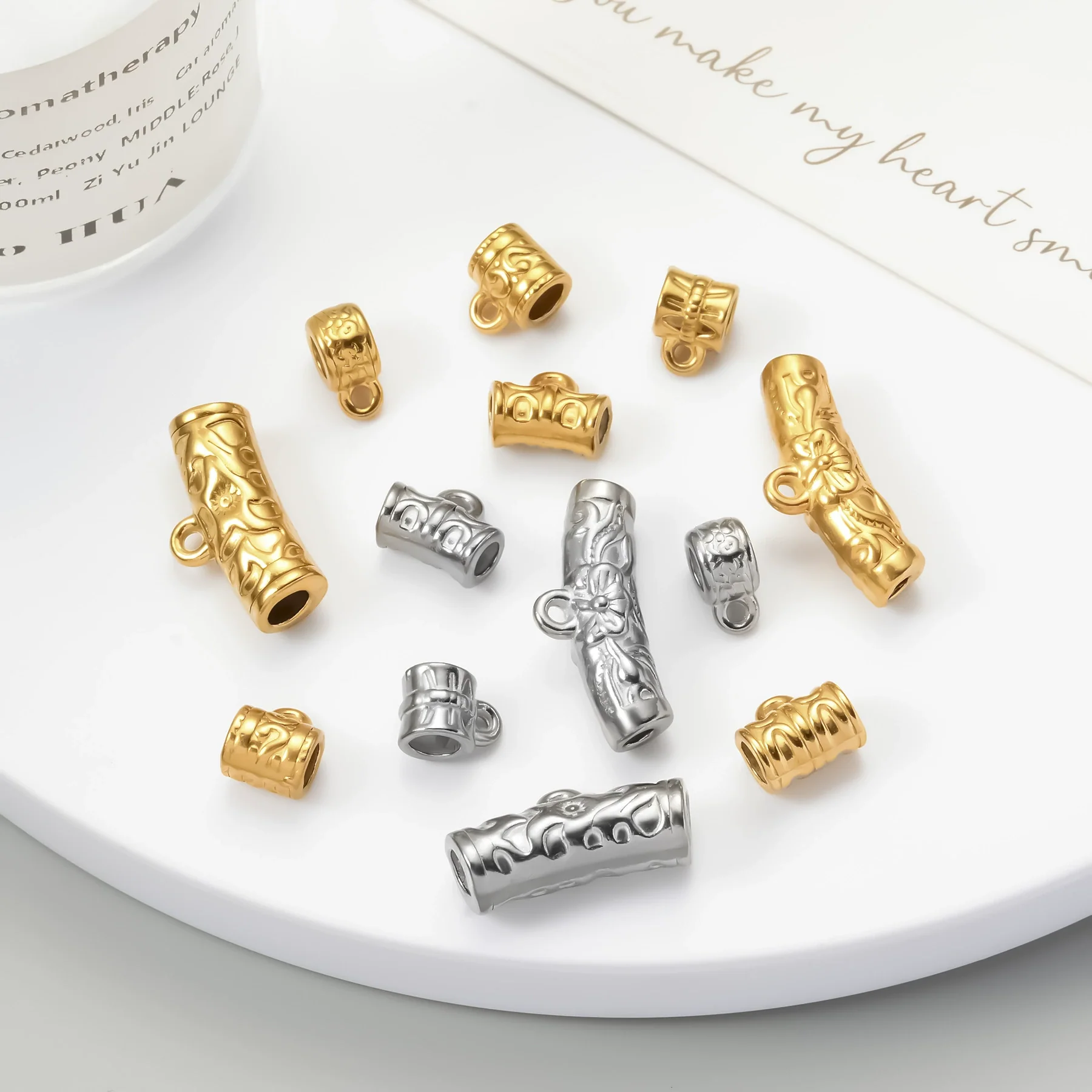 Wholesale Stainless Steel Cylindrical Drum Beads Electroplated Pendant Necklace - Image 4