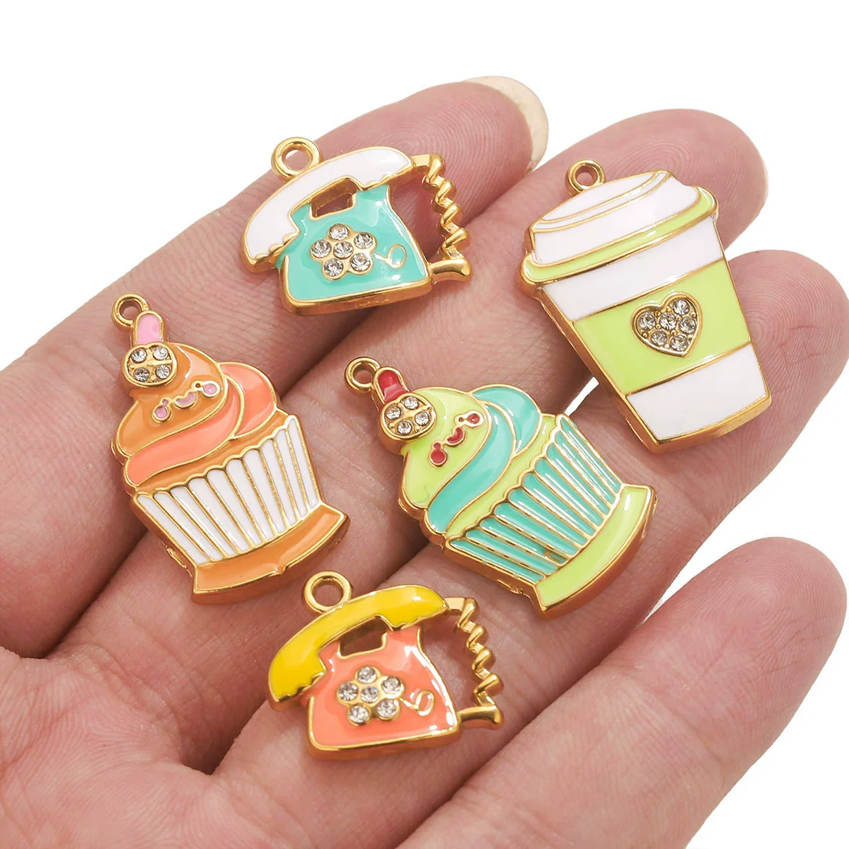 Wholesale Stainless Steel Dripping Oil Ice Cream Cup Phone Charm Pendant Jewelry Accessories - Image 2