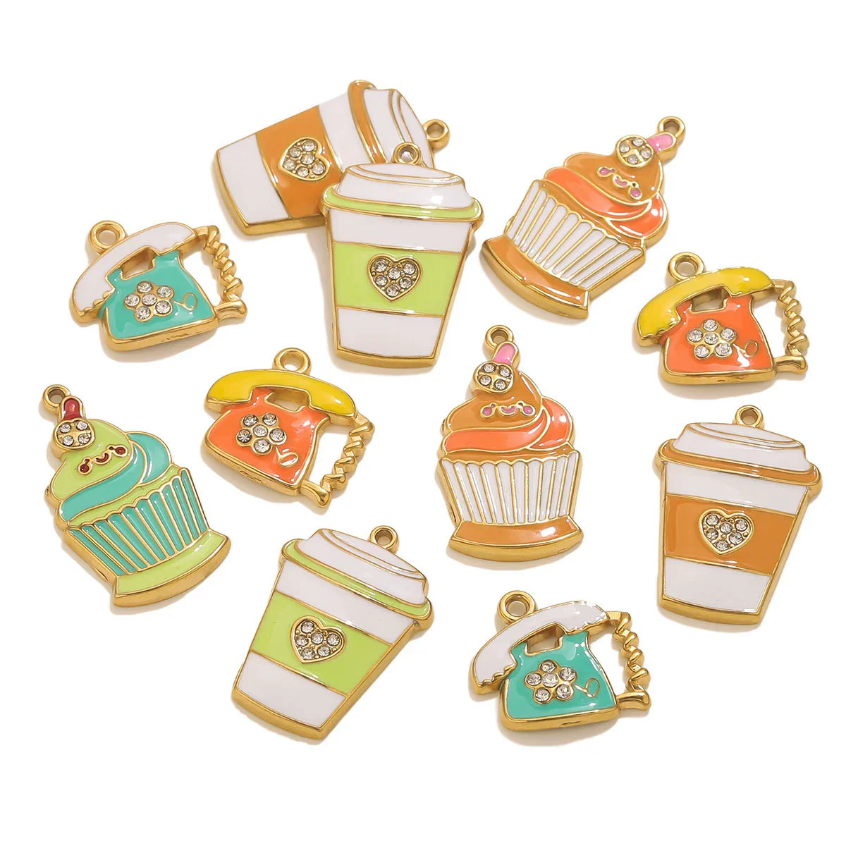 Wholesale Stainless Steel Dripping Oil Ice Cream Cup Phone Charm Pendant Jewelry Accessories - Image 5