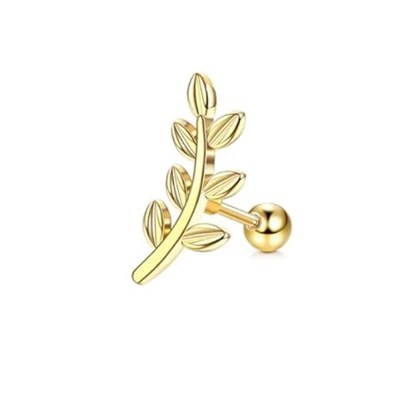 Wholesale Stainless Steel Ear Bone Nail Jewelry With Star Shape And 14K Real Gold Plating In Plants And Flowers Style - Image 9