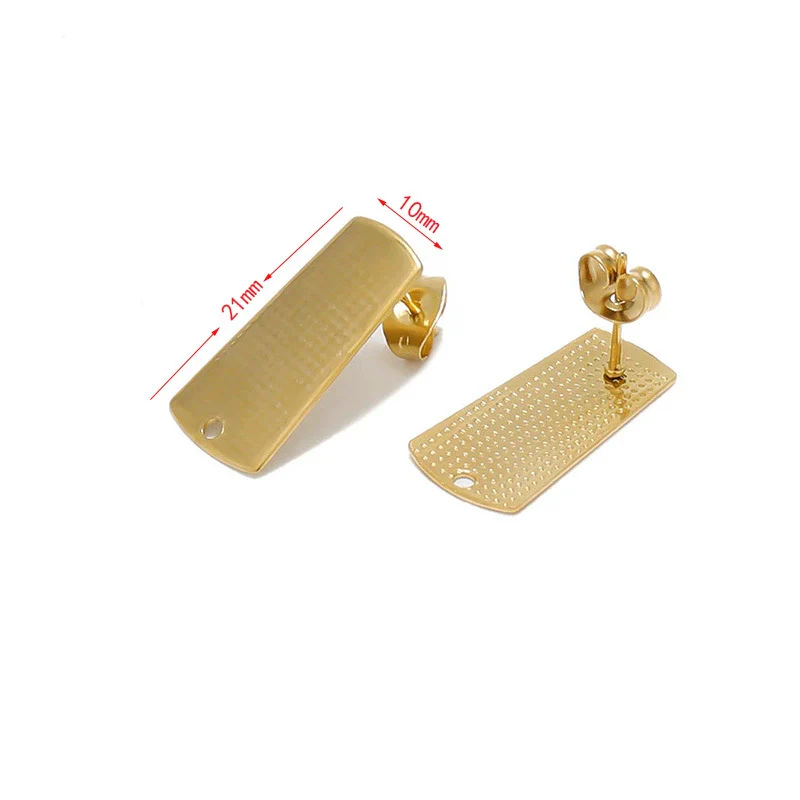 Wholesale Stainless Steel Earring Accessories Asymmetrical Exaggerated Plaid Geometric Electroplated - Image 8