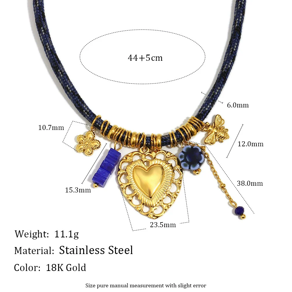 Wholesale Stainless Steel Electroplated 18K Gold Braided Rope Cut Out Heart Pendant Necklace For Women Light Luxury Style - Image 2