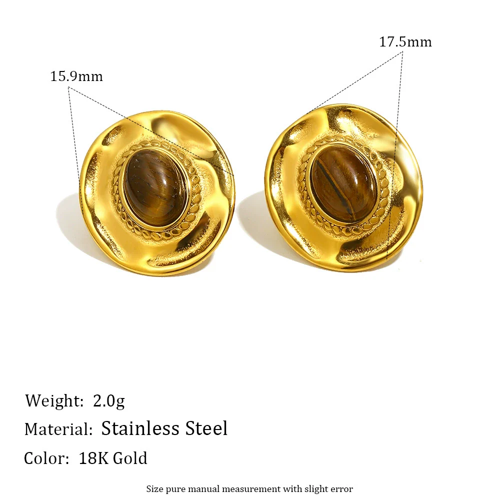 Wholesale Stainless Steel Electroplated 18K Gold Geometric Cross Necklace And Oval Earrings For Women - Image 6
