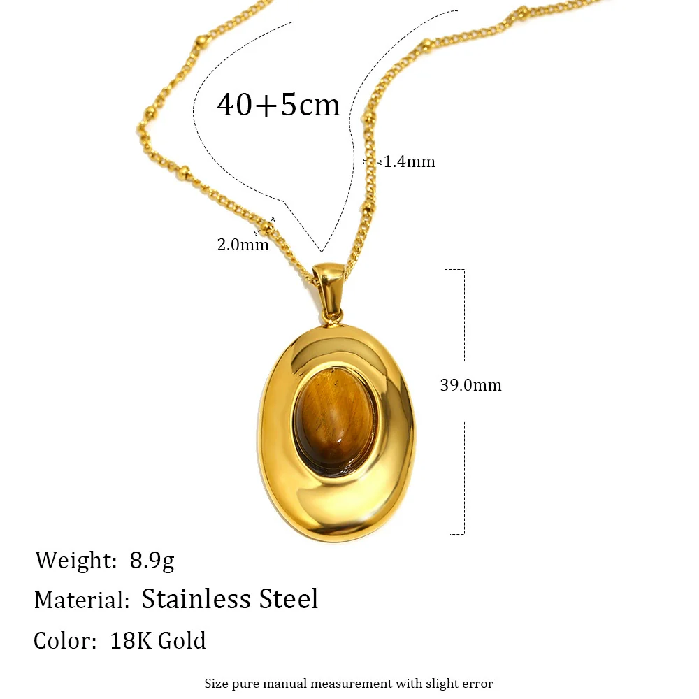 Wholesale Stainless Steel Electroplated 18K Gold Geometric Cross Necklace And Oval Earrings For Women - Image 7