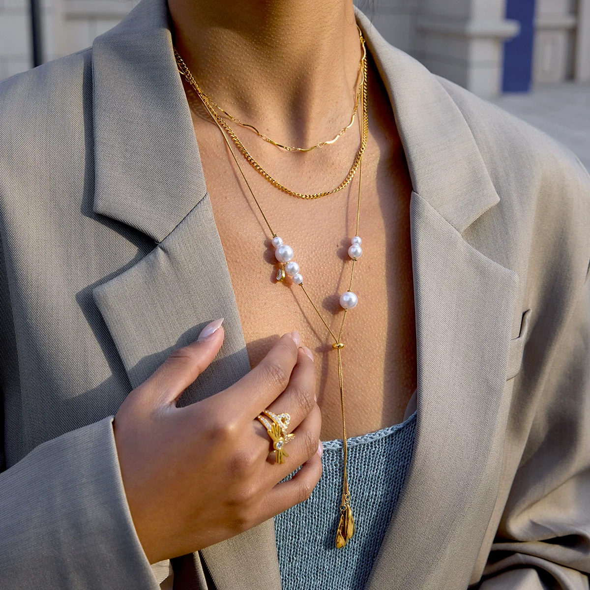 Wholesale Stainless Steel Electroplated Drop Shape Necklace For Women - Image 2