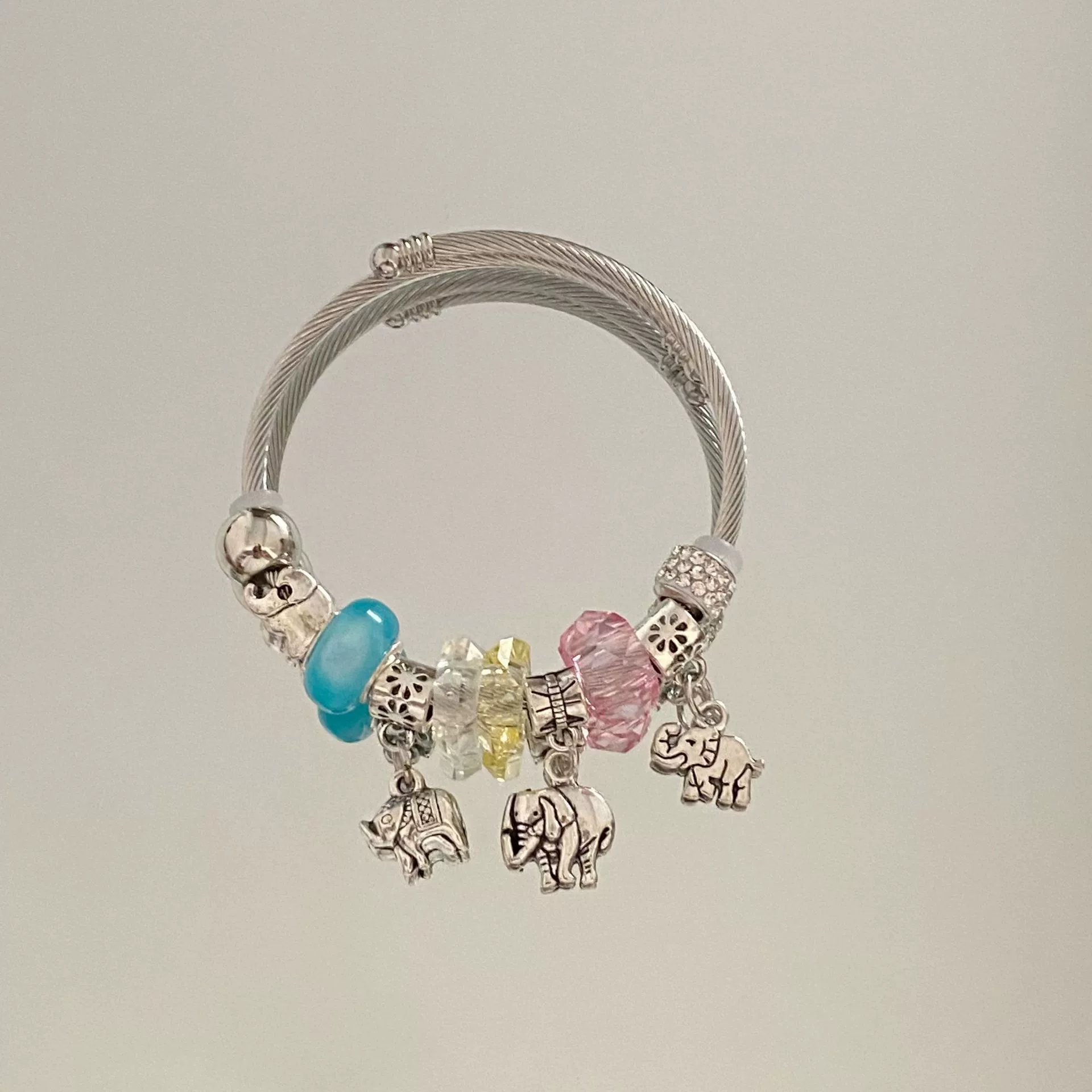 Wholesale Stainless Steel Electroplated Elephant Pendant Panstyle Beaded Bracelet - Image 11